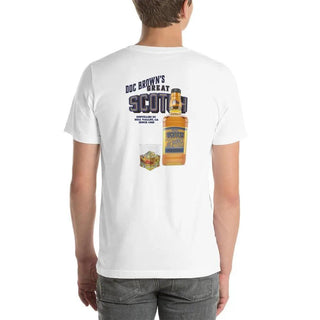 Doc Brown's Great Scotch Unisex t-shirt (BACK) VAWDesigns