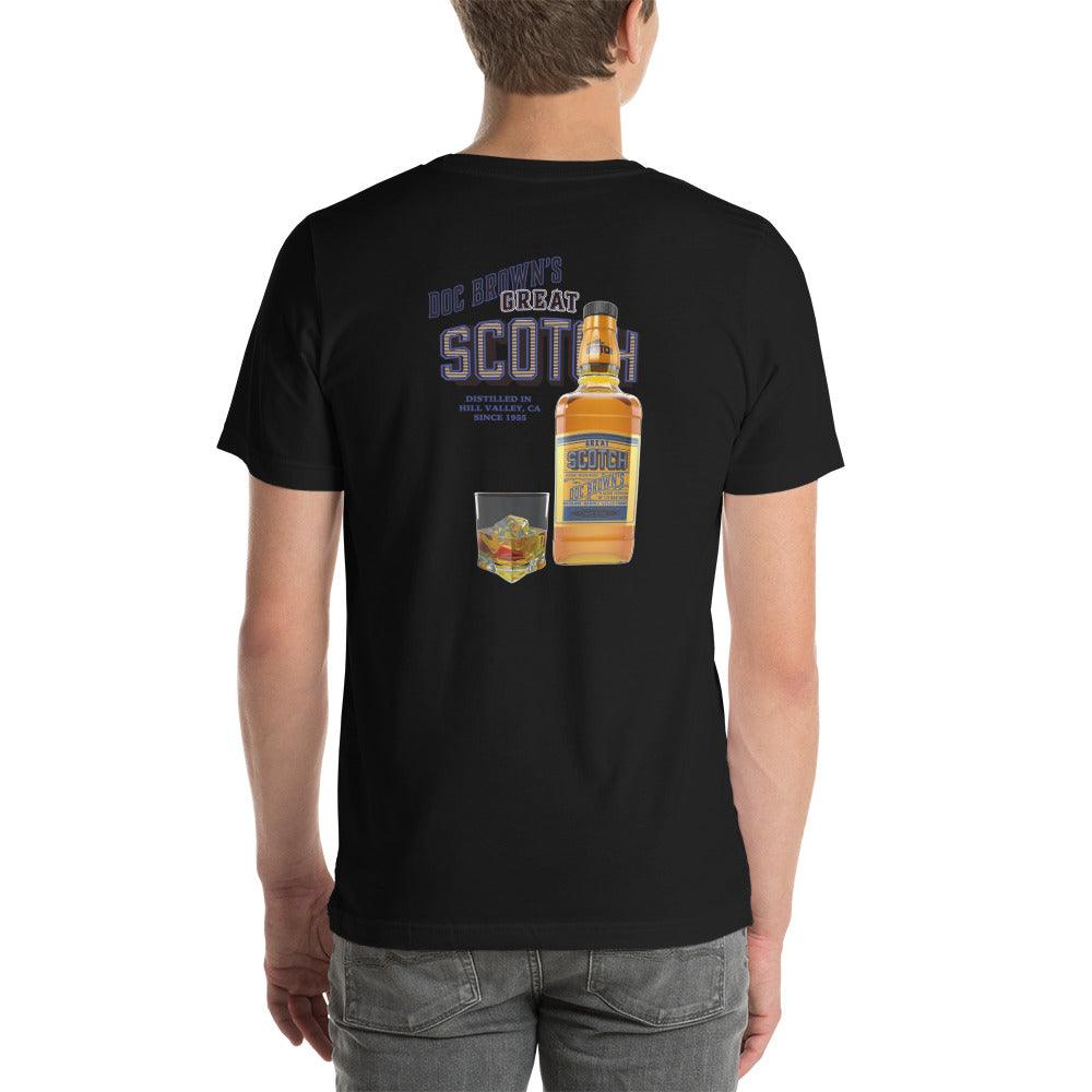 Doc Brown's Great Scotch Unisex t-shirt (BACK) VAWDesigns