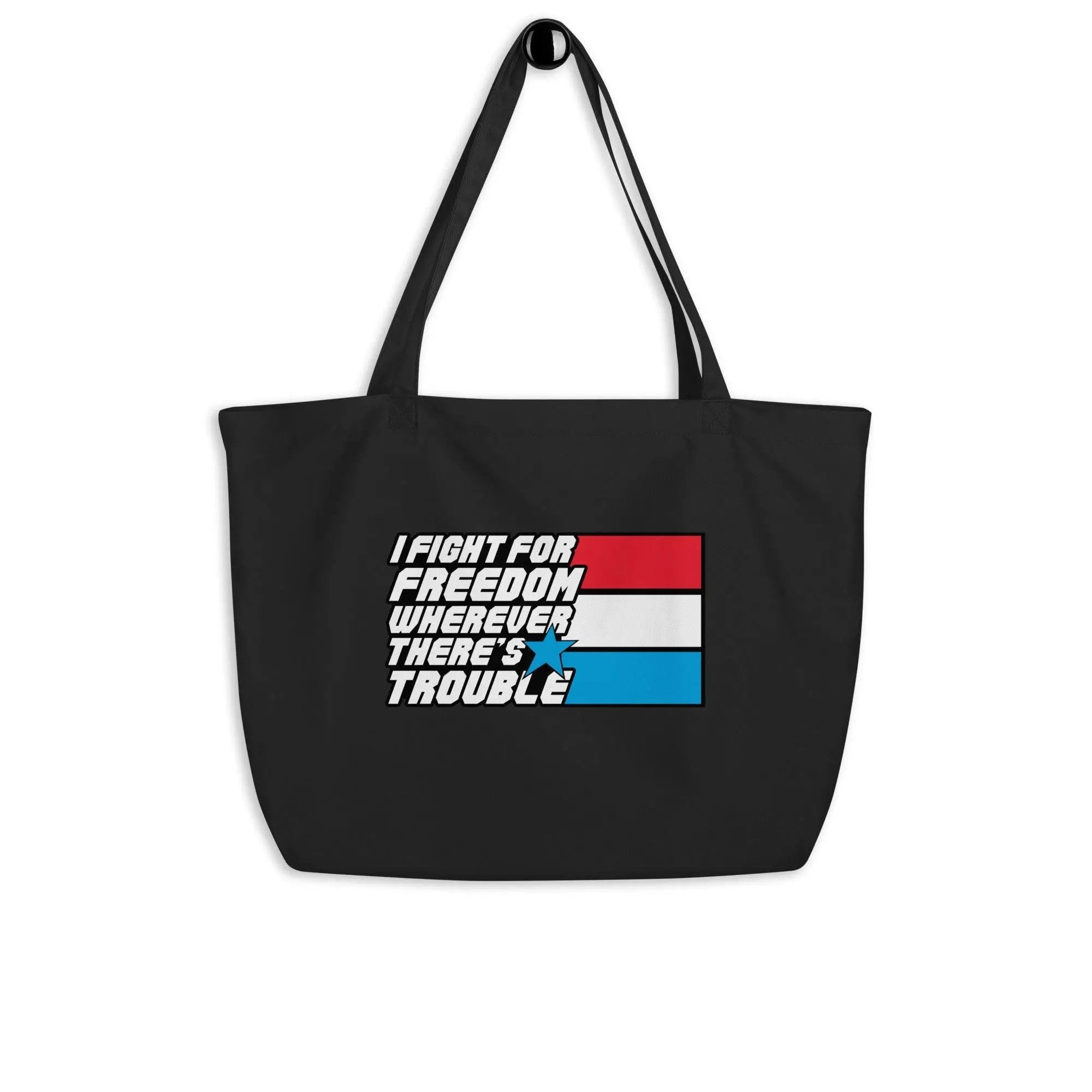 Fight For Freedom Large organic tote bag VAWDesigns